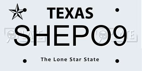 SHEPO9 Texas License Plate
