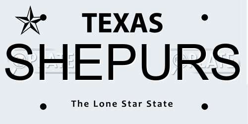 SHEPURS Texas License Plate