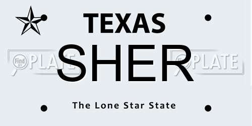 SHER Texas License Plate