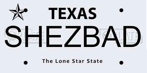 SHEZBAD Texas License Plate