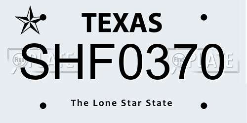 SHF0370 Texas License Plate