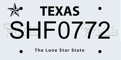 SHF0772 Texas License Plate