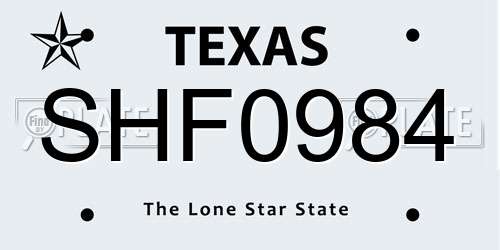 SHF0984 Texas License Plate