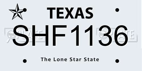 SHF1136 Texas License Plate