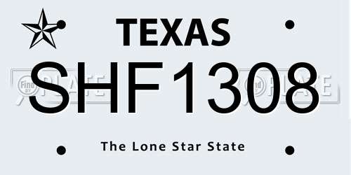 SHF1308 Texas License Plate
