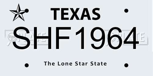 SHF1964 Texas License Plate