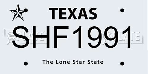 SHF1991 Texas License Plate