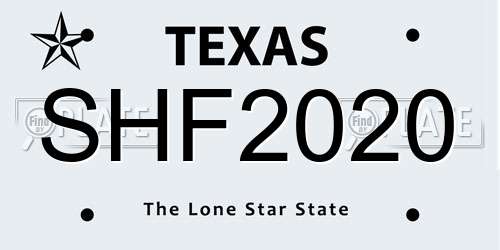 SHF2020 Texas License Plate