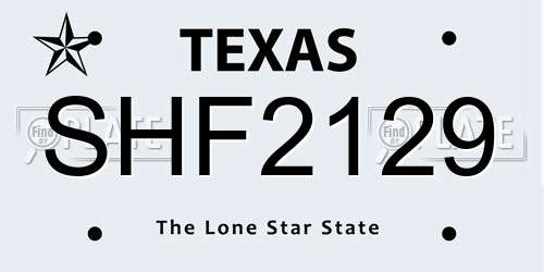 SHF2129 Texas License Plate
