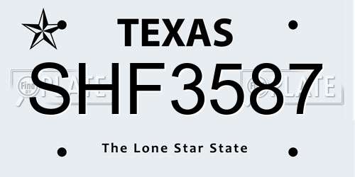 SHF3587 Texas License Plate