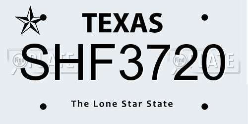 SHF3720 Texas License Plate