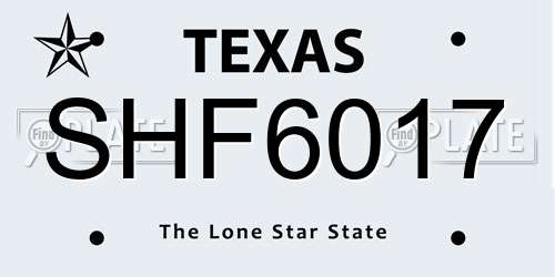 SHF6017 Texas License Plate