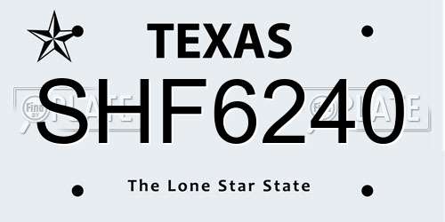 SHF6240 Texas License Plate