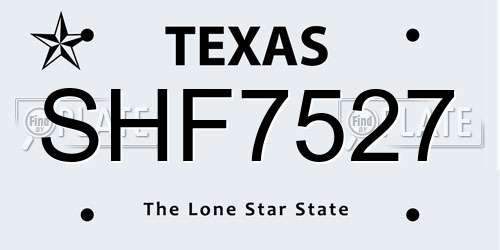 SHF7527 Texas License Plate