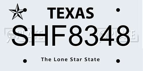 SHF8348 Texas License Plate