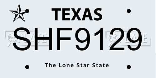 SHF9129 Texas License Plate