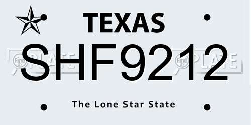SHF9212 Texas License Plate