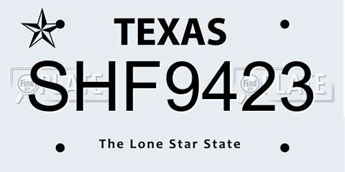 SHF9423 Texas License Plate