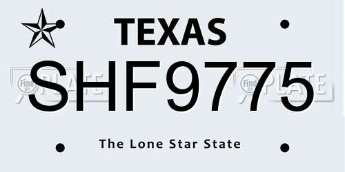 SHF9775 Texas License Plate