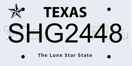 SHG2448 Texas License Plate