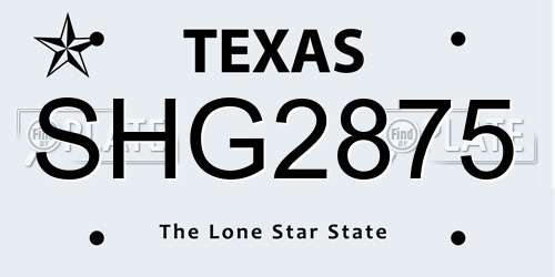 SHG2875 Texas License Plate