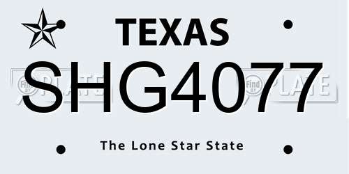 SHG4077 Texas License Plate