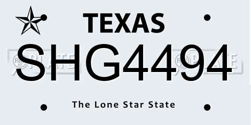 SHG4494 Texas License Plate