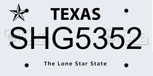 SHG5352 Texas License Plate