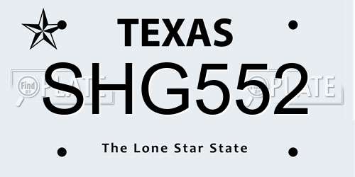 SHG552 Texas License Plate