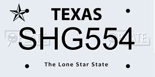 SHG554 Texas License Plate