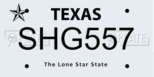 SHG557 Texas License Plate