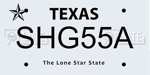 SHG55A Texas License Plate