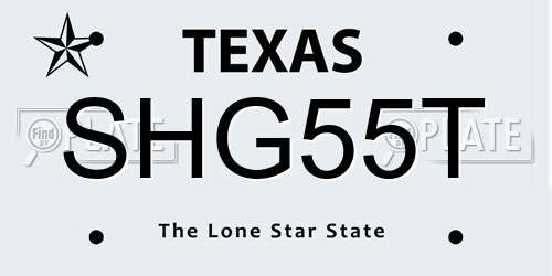 SHG55T Texas License Plate