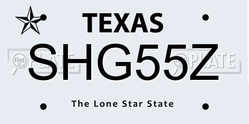 SHG55Z Texas License Plate