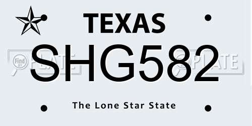 SHG582 Texas License Plate