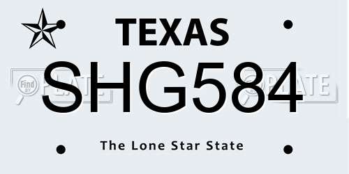 SHG584 Texas License Plate