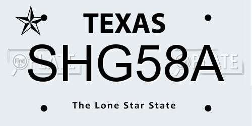 SHG58A Texas License Plate
