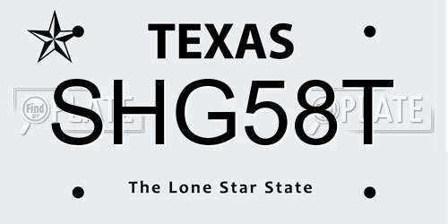 SHG58T Texas License Plate