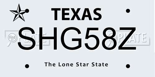 SHG58Z Texas License Plate