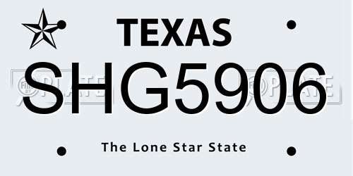 SHG5906 Texas License Plate