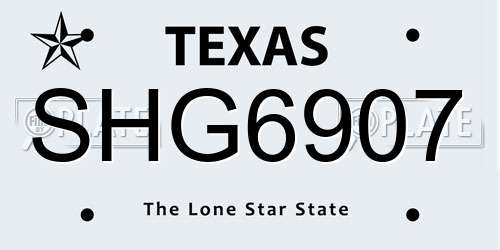 SHG6907 Texas License Plate