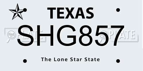 SHG857 Texas License Plate