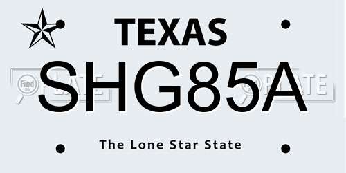 SHG85A Texas License Plate