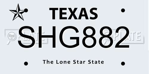 SHG882 Texas License Plate