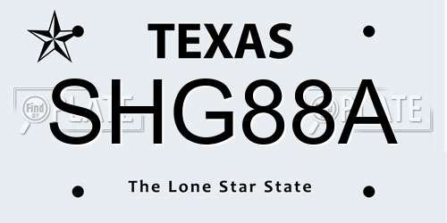 SHG88A Texas License Plate
