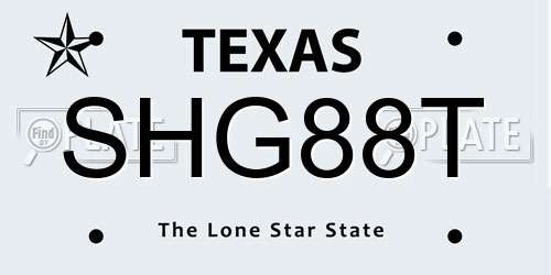 SHG88T Texas License Plate