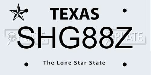 SHG88Z Texas License Plate