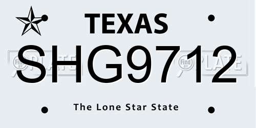 SHG9712 Texas License Plate