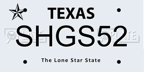 SHGS52 Texas License Plate