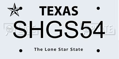 SHGS54 Texas License Plate